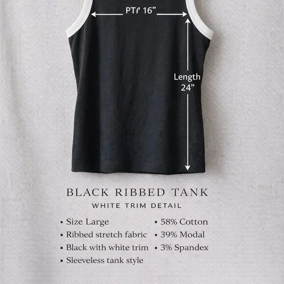A New Day Black Ribbed Tank Top – Size Large - Picture 4 of 7